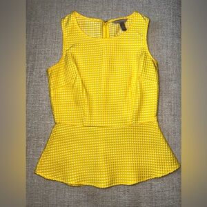 Banana Republic Yellow Plaid Check Peplum Top Size 4 Office Summer Blouse Tank